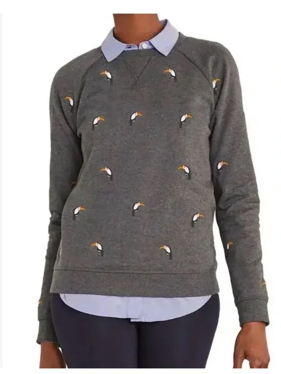 Boden Charcoal Crewneck Sweater with Toucans - XL - Picture 2 of 5